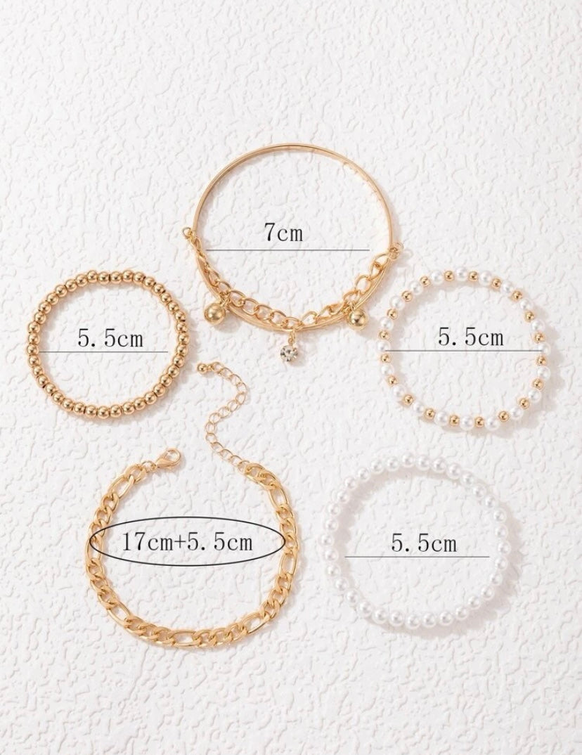 Golden Pearl Bracelet Set