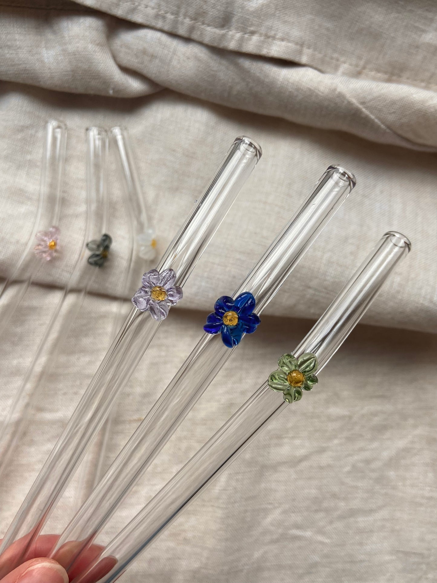 Glass Flower Straw