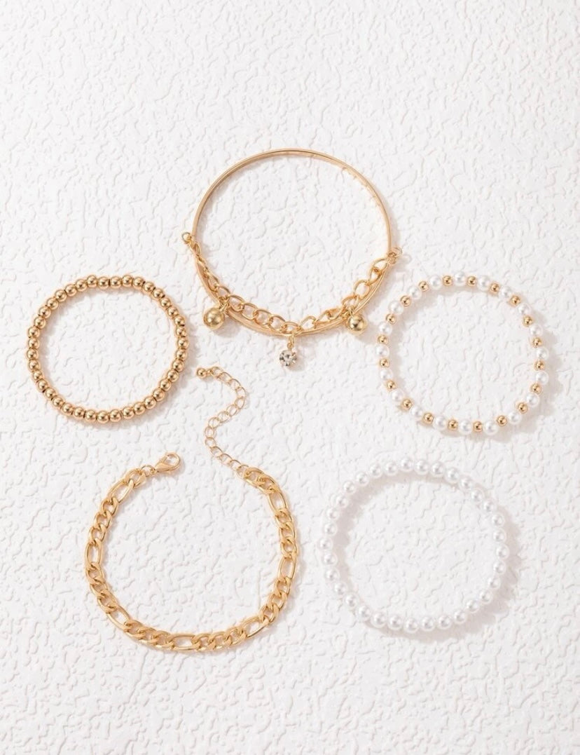 Golden Pearl Bracelet Set