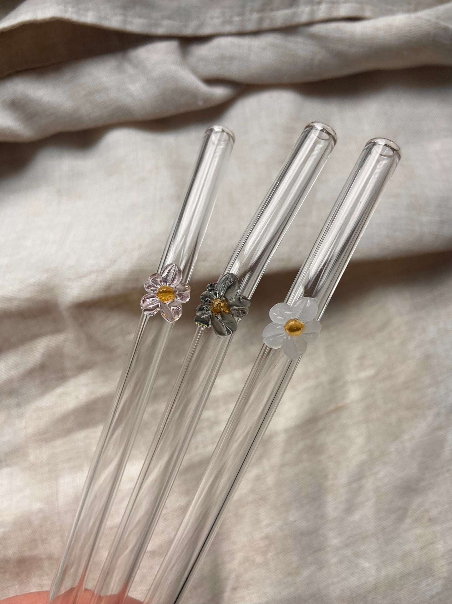 Glass Flower Straw