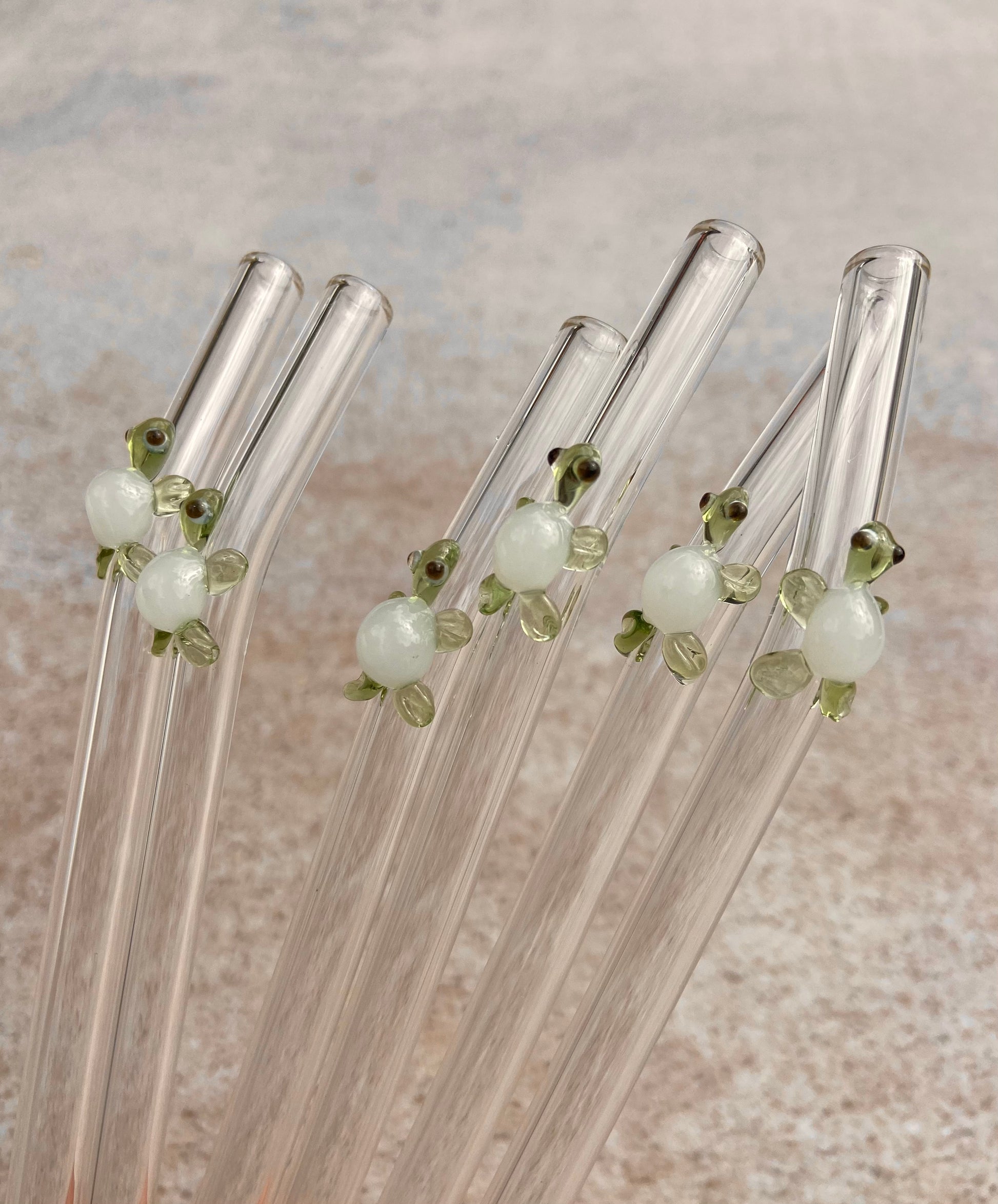Colorful Flower Glass Straws