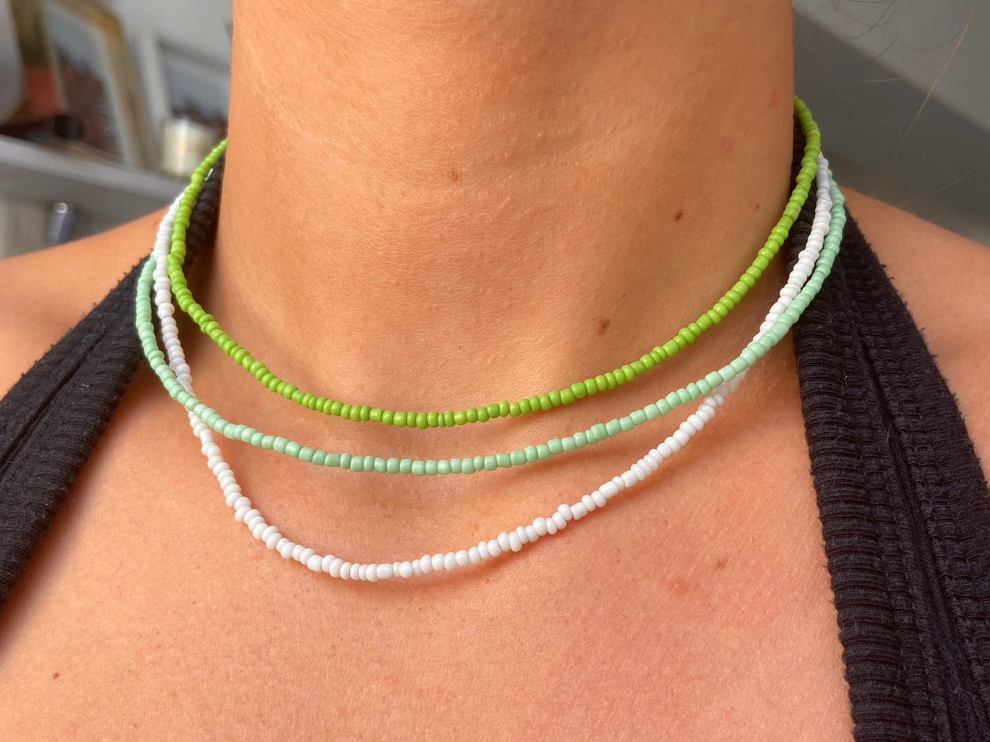 Green Beaded Necklace Set