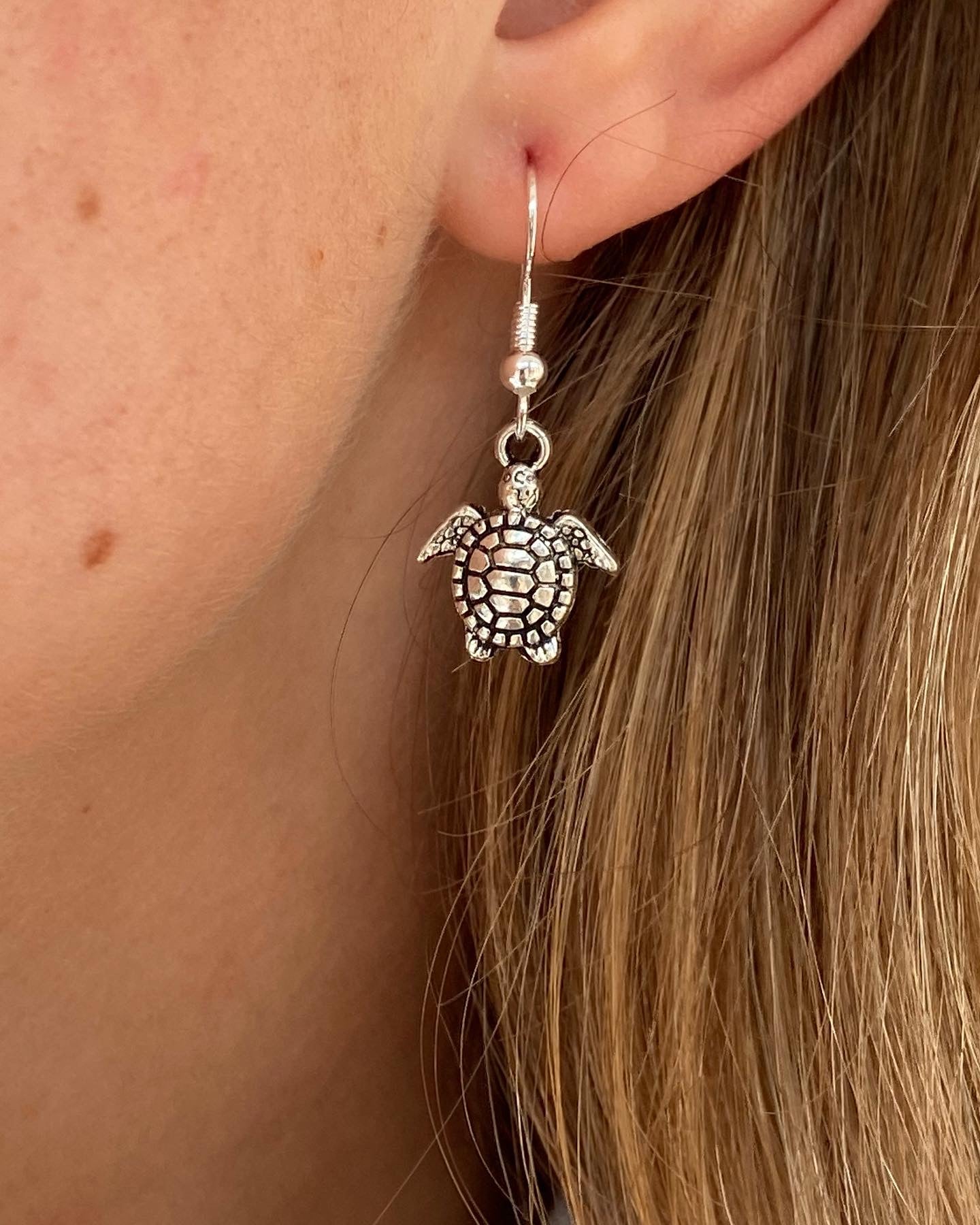 Silver Turtle Earrings