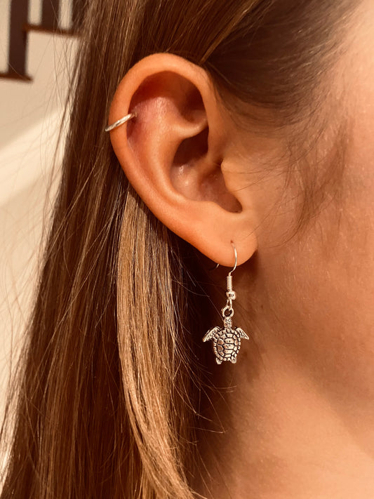 Silver Turtle Earrings