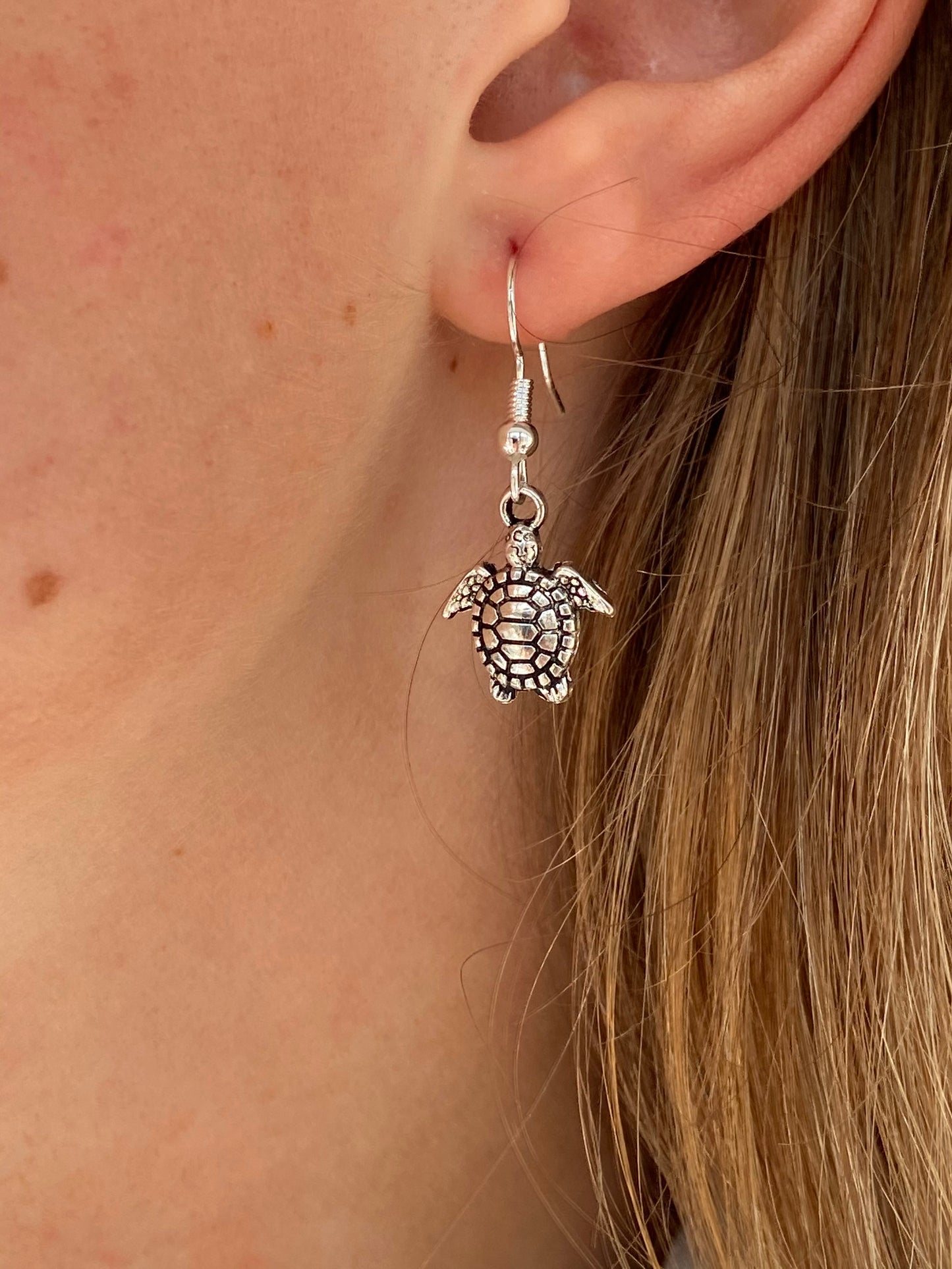 Silver Turtle Earrings