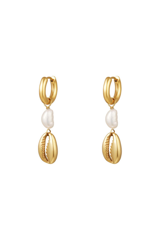 Gold Pearl Shell Earrings